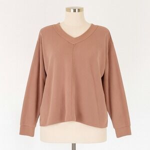 ANRABESS Womens Large Sweatshirt Long Sleeve Pullover Top Pink Peach Oversized‎